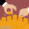 Gold Coins with Business Hands